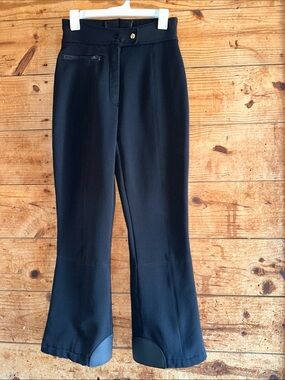 Sportscaster Ski Black Flared Ponte Pants with Front Zip Pocket